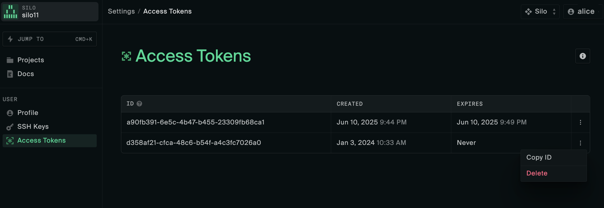 Access tokens