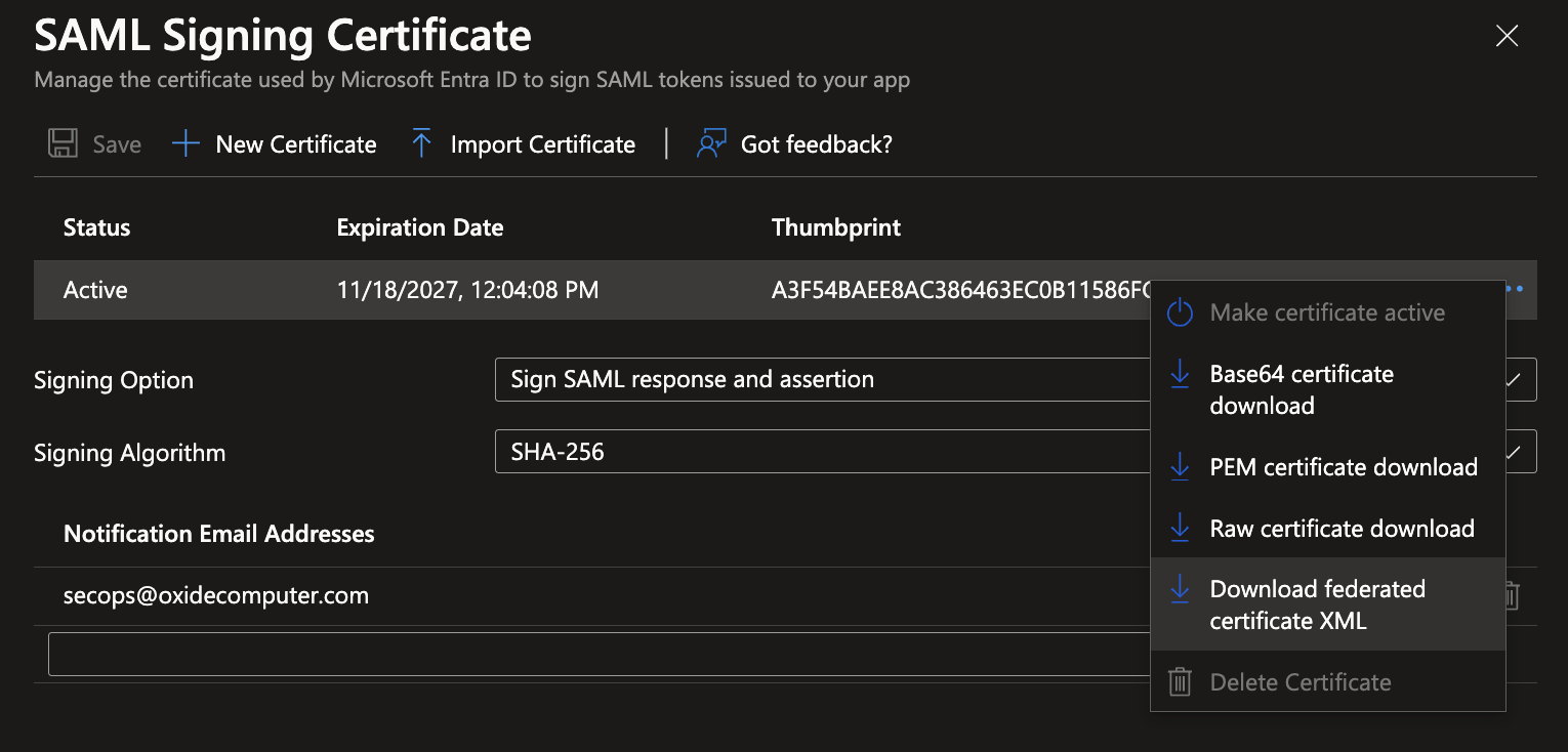 download-saml-certs