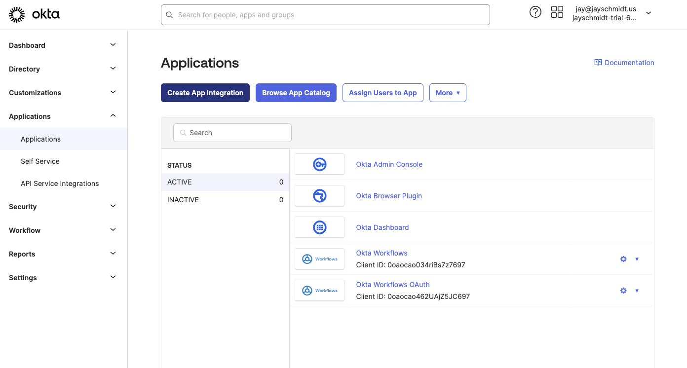 Okta create SAML app