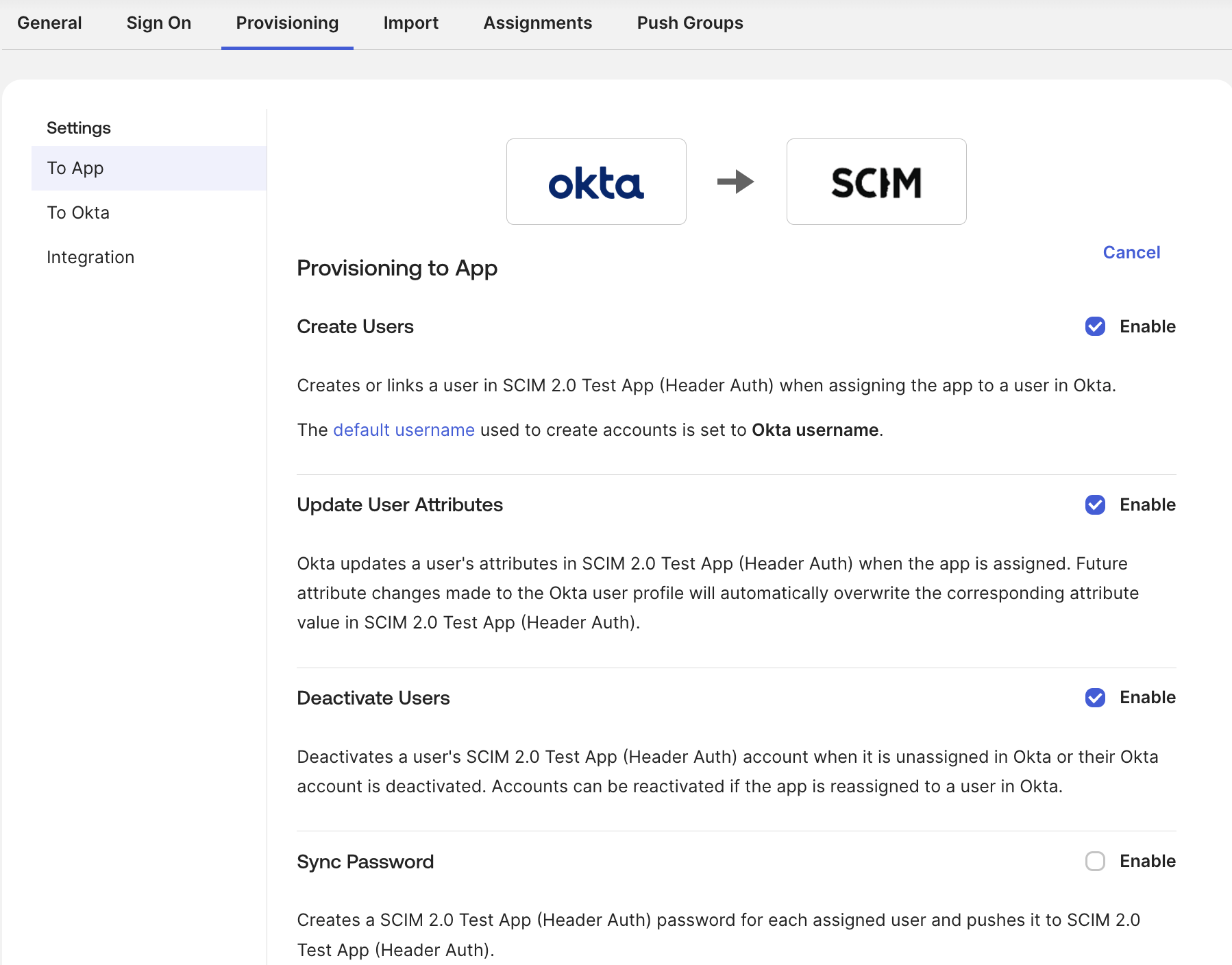 Okta integration options