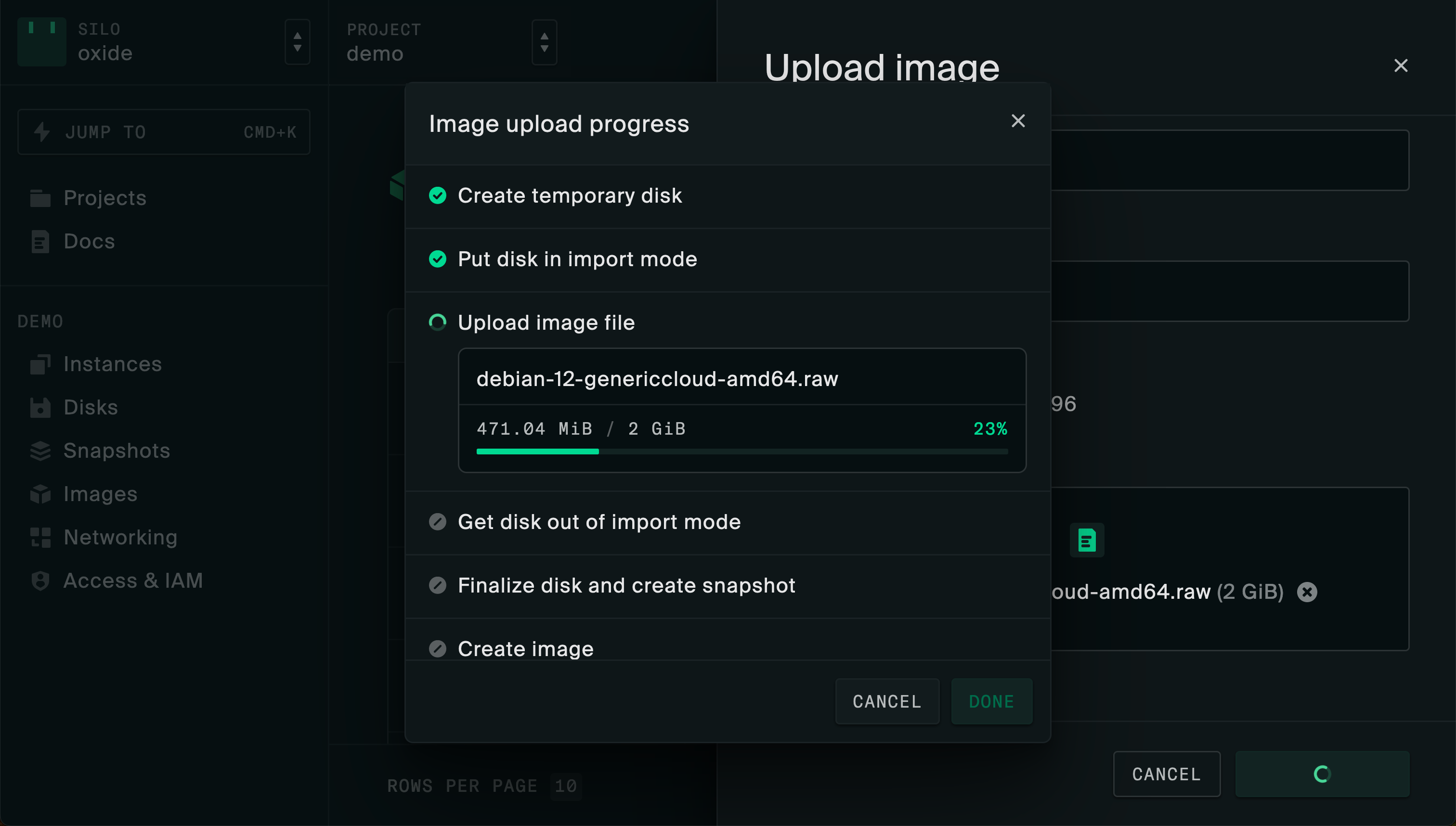 Upload Image Stages